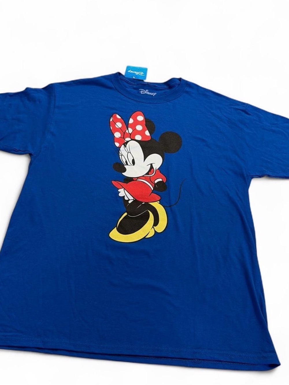 NWT Disney Minnie Mouse Graphic Tee - Blue with Red & Yellow Accents Sz L NWT